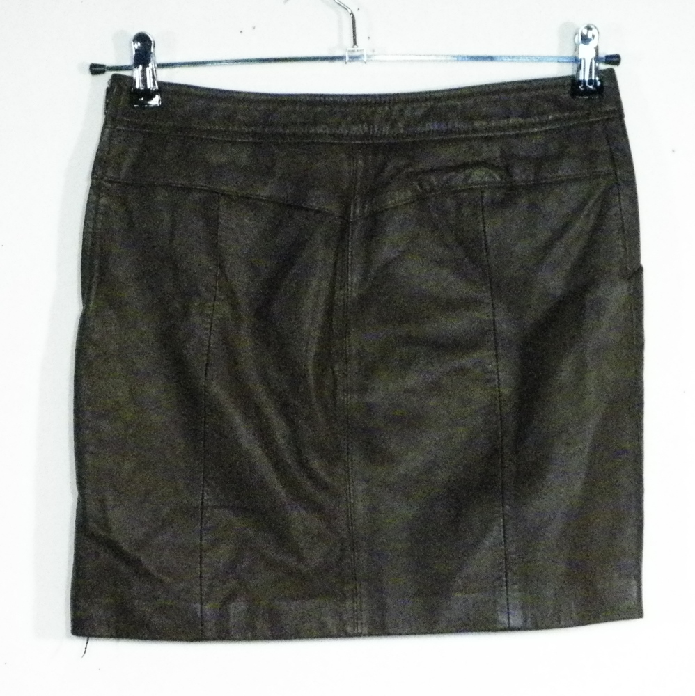 Jupe En Cuir Marron PROMOD T 36. Bon état - Vue 2 - 